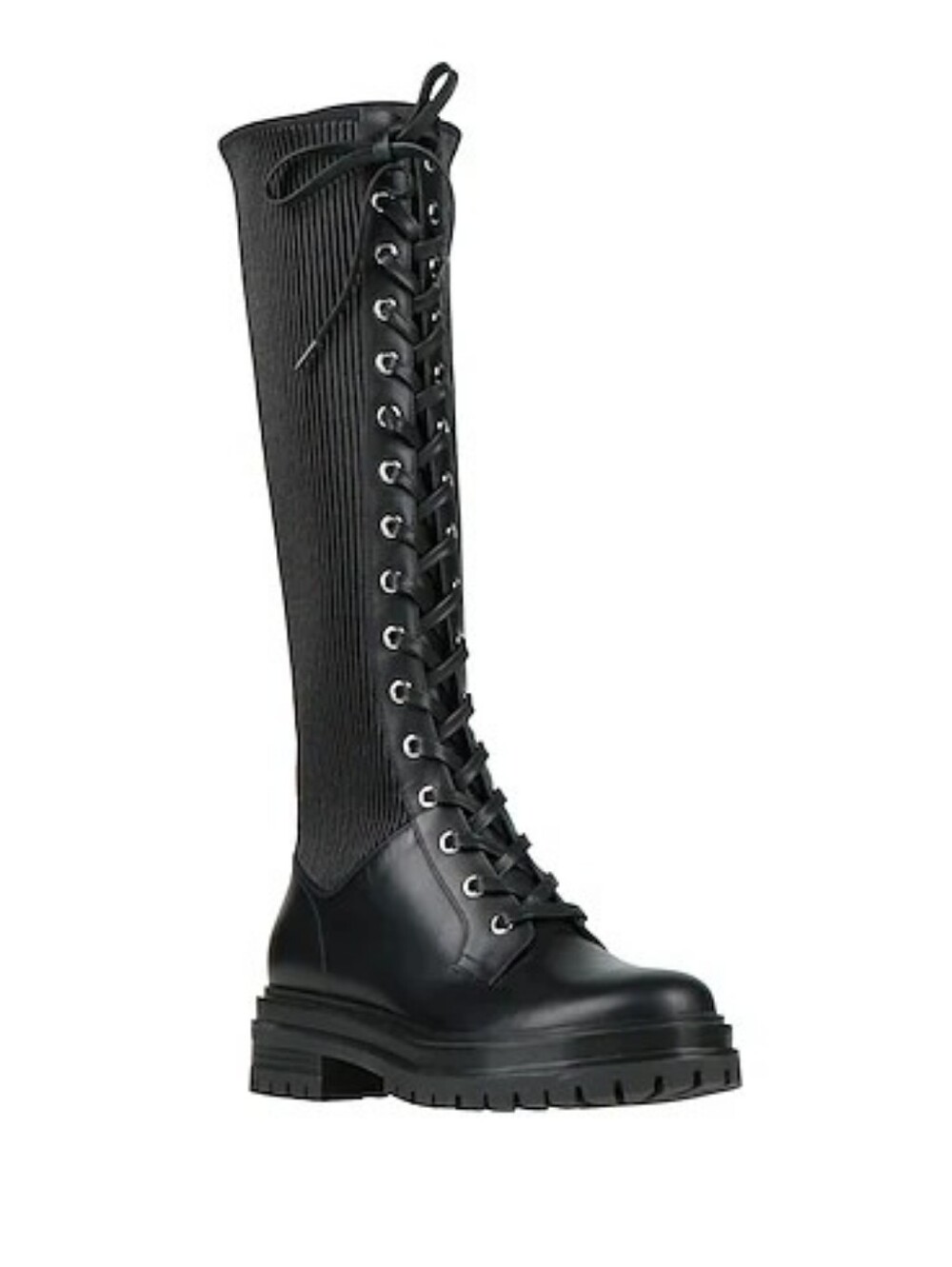 Gianvito Rossi Martis Black Leather‎ & Textile Lace Up Boot